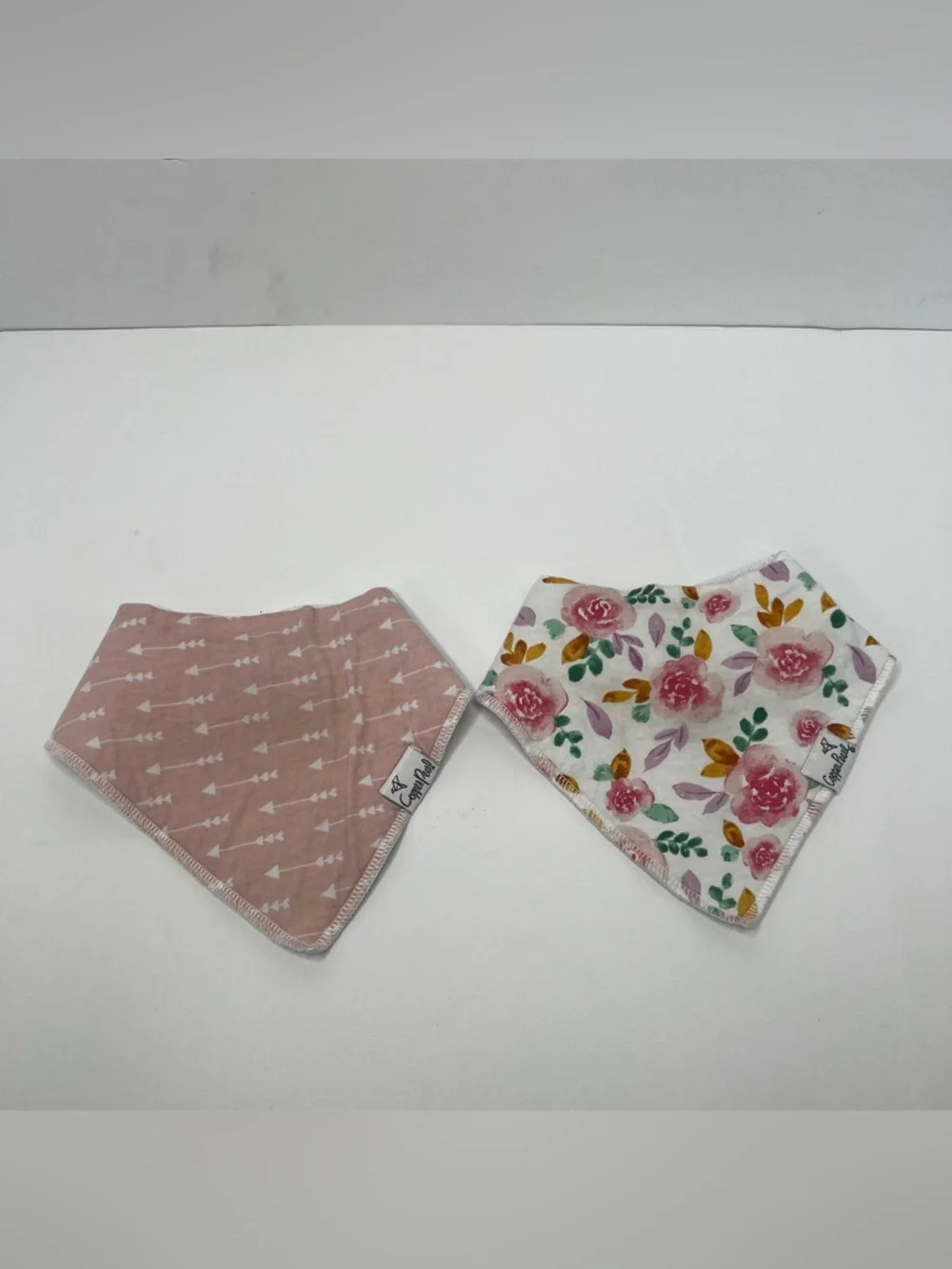 Copper Pearl Bundle 6 Bandana Bibs Baby Girl Floral Mermaid Neutrals Pink Tan